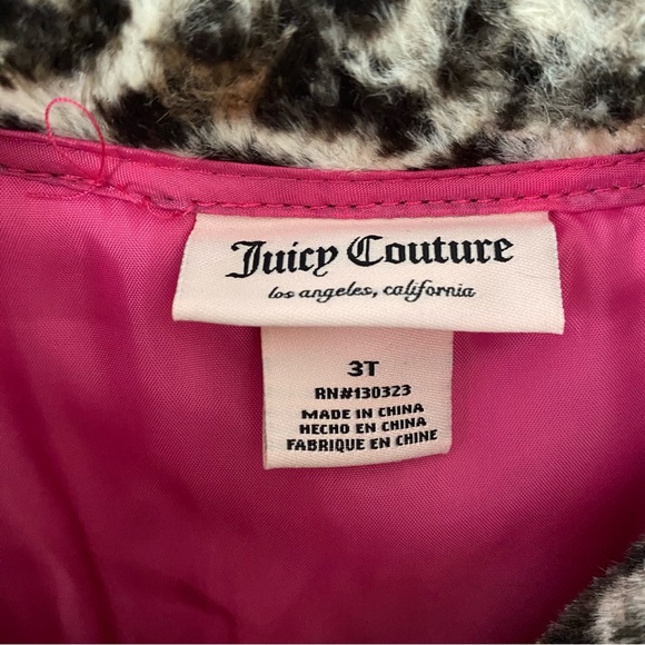NWT Juicy Couture Fuzzy Faux Fur Animal Print Coat Size 3T - Picture 6 of 9